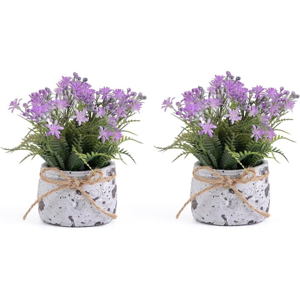 Fake Plants Purple Floral Small with 2 Pack The Sunflower Bathroom Shelf Decor